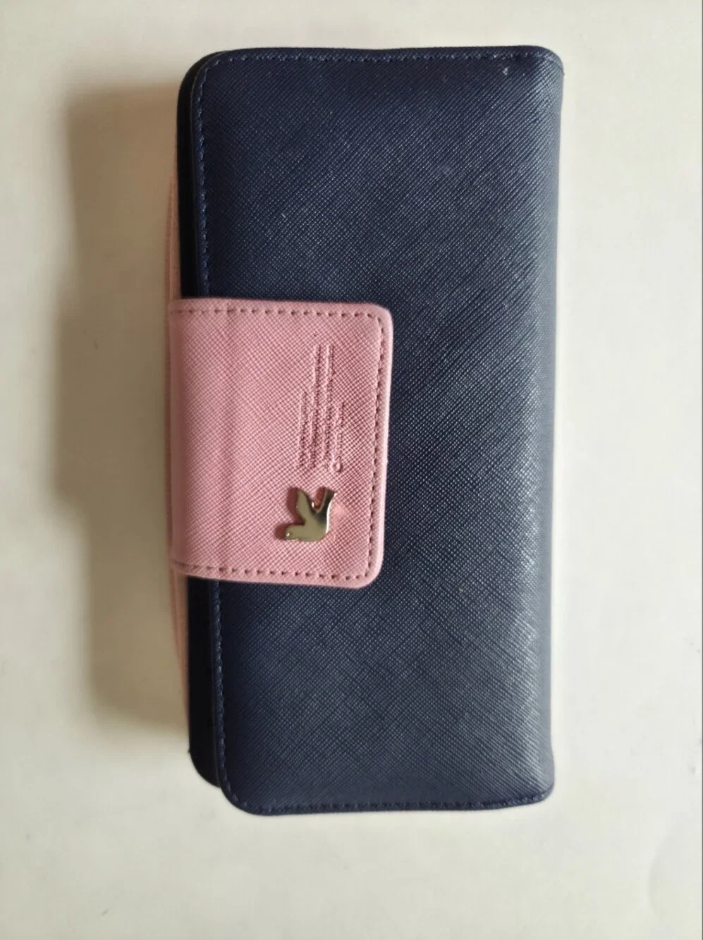 Shinzi Katoh Womans Wallet Pink Navy Blue Colorblock Zipper Compartments
